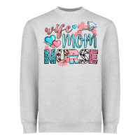 Heather Grey Wife Mom Nurse Heavyweight Sweatshirt - BundleAndBundleShop