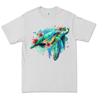 Dove Grey floral turtle Premium Tee - Jasminsmagicworld