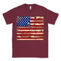 Burgundy American flag leopard cowhide Classic Tee - JahusDesignShop