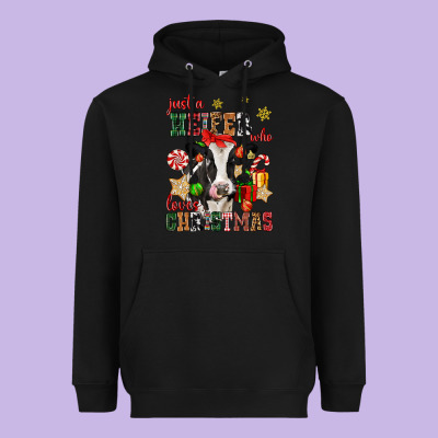 Just A Heifer Who Loves Christmas Cow Heavyweight Hoodie Designed By Cowgirlartshop
