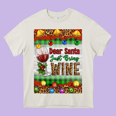 Christmas Dear Santa Just Bring Wine Heavy Core Tee Designed By Artiststas