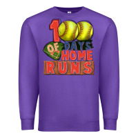 Purple 100 days of home runs softball Premium Sweatshirt - CowGirlArtShop