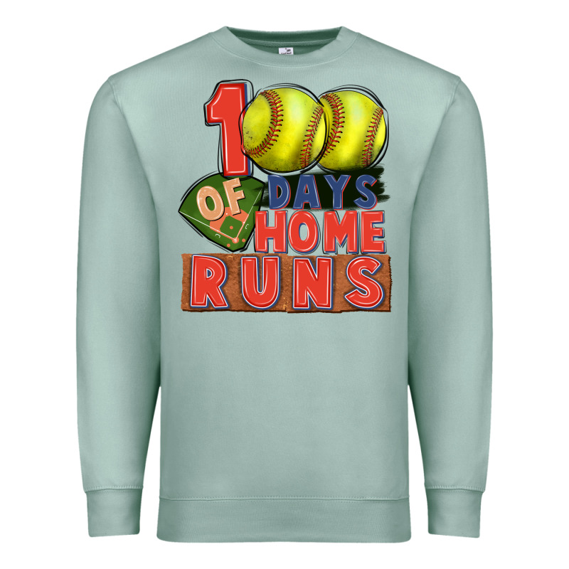 100 Days Of Home Runs Softball Premium Sweatshirt by CowGirlArtShop | Teevron