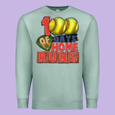 100 Days Of Home Runs Softball Premium Sweatshirt Designed By Cowgirlartshop