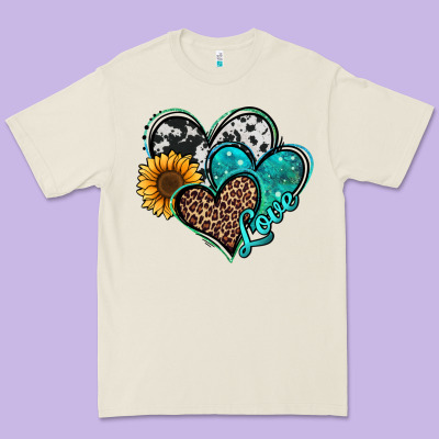 Turquoise Sunflower Hearts Premium Tee Designed By Jasminsmagicworld