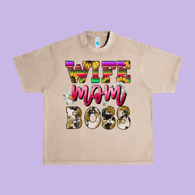 Wife Mom Boss Daisy Urban Heavy Tee Designed By Nancycooperartshop
