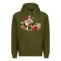 Army Green western santa cowboy coffe cups christmas Premium Hoodie - CowGirlArtShop