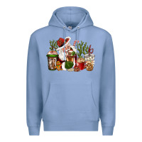 Colony Blue western santa cowboy coffe cups christmas Premium Hoodie - CowGirlArtShop