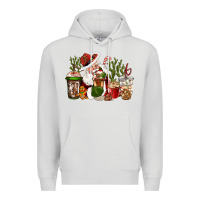 Dove Grey western santa cowboy coffe cups christmas Premium Hoodie - CowGirlArtShop