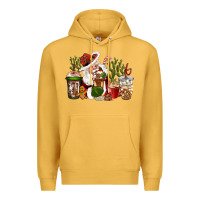 Mustard western santa cowboy coffe cups christmas Premium Hoodie - CowGirlArtShop