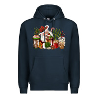 Navy western santa cowboy coffe cups christmas Premium Hoodie - CowGirlArtShop
