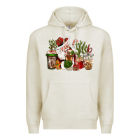 Oatmeal Heather western santa cowboy coffe cups christmas Premium Hoodie - CowGirlArtShop