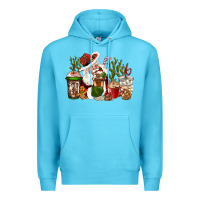 Ocean Blue western santa cowboy coffe cups christmas Premium Hoodie - CowGirlArtShop