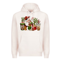 Pale Pink western santa cowboy coffe cups christmas Premium Hoodie - CowGirlArtShop