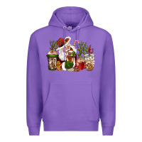 Purple western santa cowboy coffe cups christmas Premium Hoodie - CowGirlArtShop