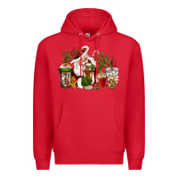 Red western santa cowboy coffe cups christmas Premium Hoodie - CowGirlArtShop