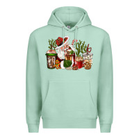 Seafoam western santa cowboy coffe cups christmas Premium Hoodie - CowGirlArtShop