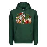 Sports Green western santa cowboy coffe cups christmas Premium Hoodie - CowGirlArtShop