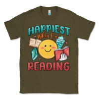 Army Green happiest when i'm reading Classic Tee - MaliasSmallBusiness