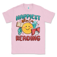 Bubblegum Pink happiest when i'm reading Classic Tee - MaliasSmallBusiness