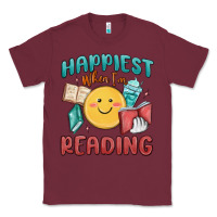 Burgundy happiest when i'm reading Classic Tee - MaliasSmallBusiness