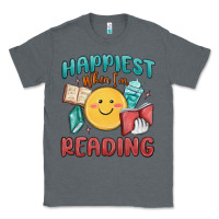 Charcoal Heather happiest when i'm reading Classic Tee - MaliasSmallBusiness
