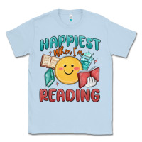 Dusty Blue happiest when i'm reading Classic Tee - MaliasSmallBusiness
