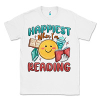 White happiest when i'm reading Classic Tee - MaliasSmallBusiness
