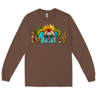 Chestnut Football Mom Sunflower Leopard Long Sleeve Tee - BundleAndBundleShop