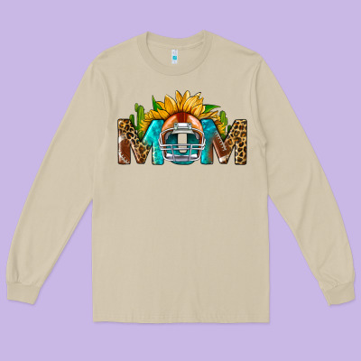 Football Mom Sunflower Leopard Long Sleeve Tee Designed By Bundleandbundleshop