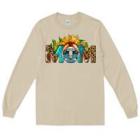 Mushroom Football Mom Sunflower Leopard Long Sleeve Tee - BundleAndBundleShop