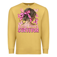 Antique Gold breast cancer survivor messy bun Premium Sweatshirt - CowGirlArtShop