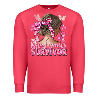 Cardinal breast cancer survivor messy bun Premium Sweatshirt - CowGirlArtShop