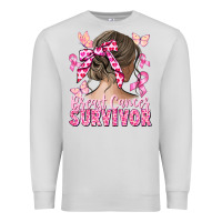 Dove Grey breast cancer survivor messy bun Premium Sweatshirt - CowGirlArtShop
