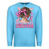 Ocean Blue breast cancer survivor messy bun Premium Sweatshirt - CowGirlArtShop