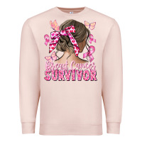 Breast Cancer Survivor Messy Bun Premium Sweatshirt | Teevron