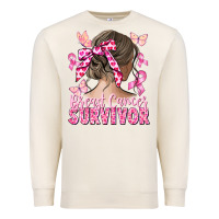 Sandshell breast cancer survivor messy bun Premium Sweatshirt - CowGirlArtShop