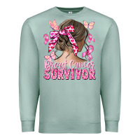 Seafoam breast cancer survivor messy bun Premium Sweatshirt - CowGirlArtShop