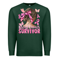 Sports Green breast cancer survivor messy bun Premium Sweatshirt - CowGirlArtShop