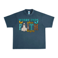 Midnight Navy worry ends when faith begins Urban Heavy Tee - NancyCooperArtShop