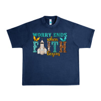 Navy worry ends when faith begins Urban Heavy Tee - NancyCooperArtShop