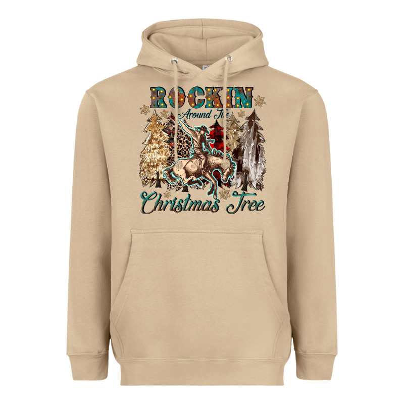 Rockin Around The Christmas Tree Heavyweight Hoodie by CowGirlArtShop | Teevron