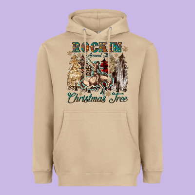 Rockin Around The Christmas Tree Heavyweight Hoodie Designed By Cowgirlartshop