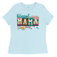 Baby Blue daisy blessed mama Ladies Tee - AdoDesignShop