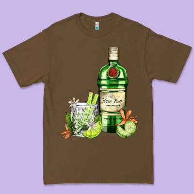 Gin Tonic Bottle And Cocktail Premium Tee Designed By Adodesignshop