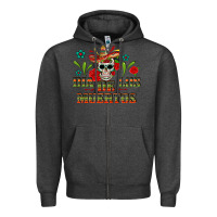 Charcoal Heather Dia De Los Muertos Zipper Hoodie - texasbilliewilder