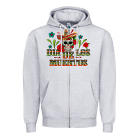Heather Grey Dia De Los Muertos Zipper Hoodie - texasbilliewilder
