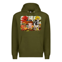 Army Green fall farm animals Premium Hoodie - CowGirlArtShop