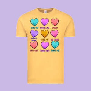 Valentine's Day Candy Hearts Vintage Tee Designed By Maliassmallbusiness
