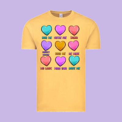 Valentine's Day Candy Hearts Vintage Tee Designed By Maliassmallbusiness